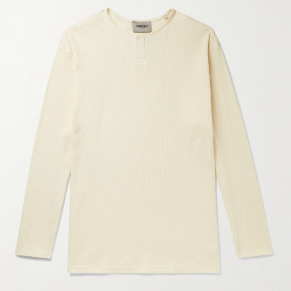 Fear of God Essentials Cream Long Sleeve Tee Minimalist Design